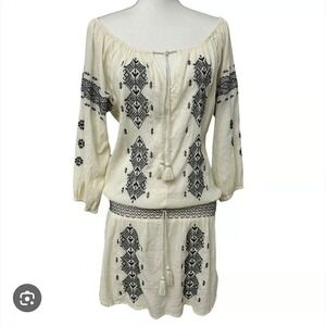 Ralph‎ Lauren Denim & Supply Large Boho Crinkle Gauze Embroidered Peasant Top